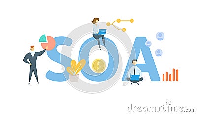 SOA, Statement Of Account. Concept with keywords, people and icons. Flat vector illustration. Isolated on white. Vector Illustration