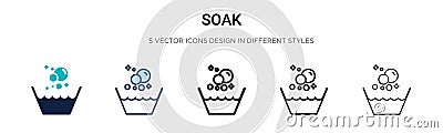 Soak icon in filled, thin line, outline and stroke style. Vector illustration of two colored and black soak vector icons designs Vector Illustration