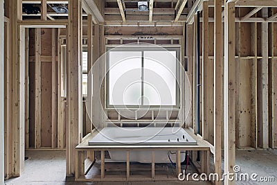 Soaking Bathtub in New Construction Home Stock Photo