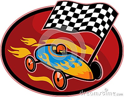 Soap box derby checkered flag Stock Photo