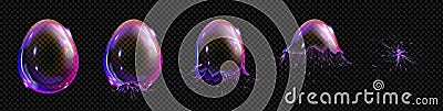 Soap bubble or balloon explode animation sequence Vector Illustration