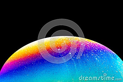 Soap bubble close up macro abstraction and planet imitation. Abstract background with colorful gradient colors Stock Photo