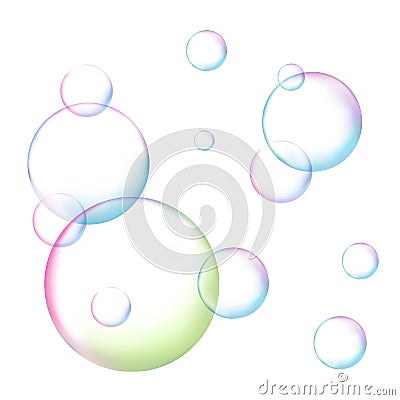 Soap bubble on white background isolated vector illustration Vector Illustration