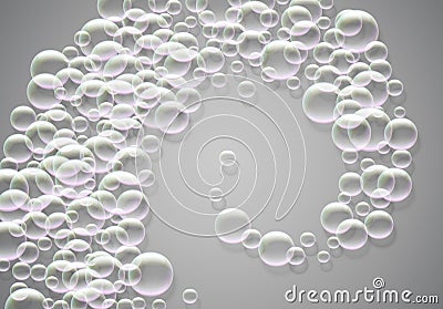 Soap bubbles abstract background with rainbow colored airy foam Vector Illustration