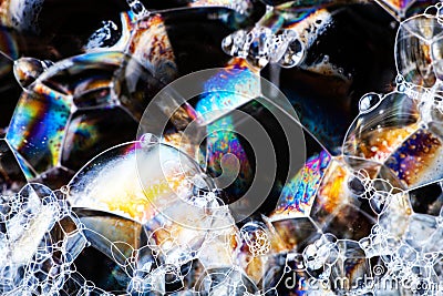 Soap bubbles abstract colorful macro structure Stock Photo