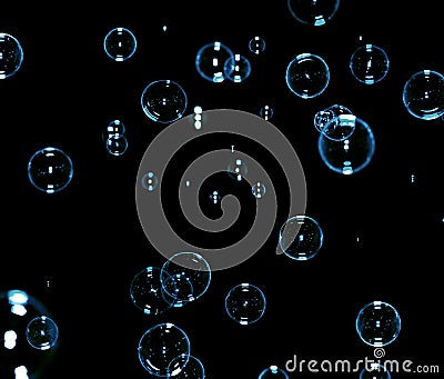 Soap bubbles on black Stock Photo