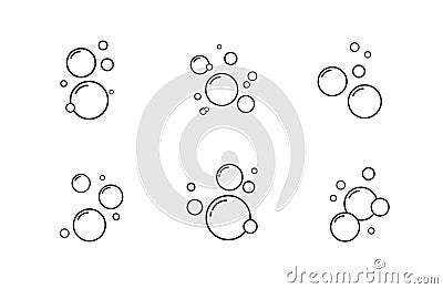 Soap bubbles icon. Set of oxygen bubbles in water. Foam shampoo isolated on white background. Vector illustration Vector Illustration