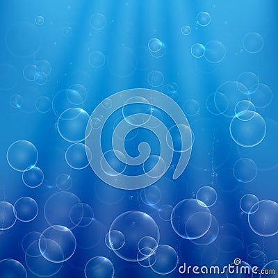 Soap bubbles in the light rays go up2 Vector Illustration