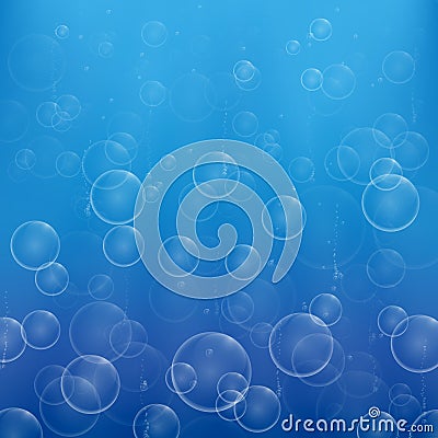 Soap bubbles in the light rays Vector Illustration