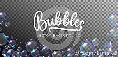 Soap bubbles in rainbow colors vector background Vector Illustration