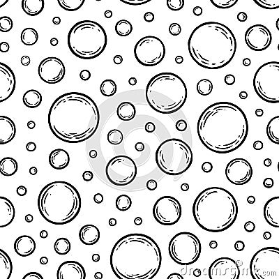 Soap bubbles seamless pattern. Bubble soda patern. Water background. Hand drawn texture. Design wallpaper for prints bodycare, sha Vector Illustration