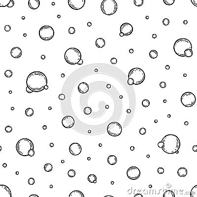 Soap bubbles. Seamless pattern. Cleaning concept. Water background. Hand drawn texture. Design wallpapers for prints bodycare, sha Vector Illustration