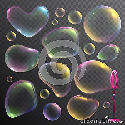 Soap Bubbles Set Vector Illustration