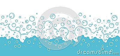 Soap bubbles vector background, foam frame, water pattern, cartoon transparent suds. Abstract illustration Vector Illustration