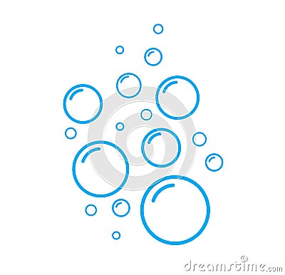 Soap bubbles on white background. Fizzy drinks. flat line icons. Vector illustration Vector Illustration