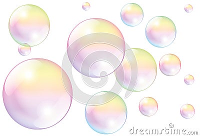 Soap Bubbles White Vector Illustration