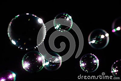 Soap circle bubbles with white highlights Stock Photo