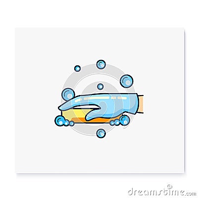 Soap cleaning color icon Cartoon Illustration