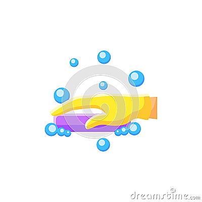 Soap cleaning flat icon. Color illustration Cartoon Illustration
