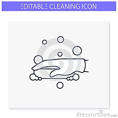 Soap cleaning line icon. Editable illustration Cartoon Illustration