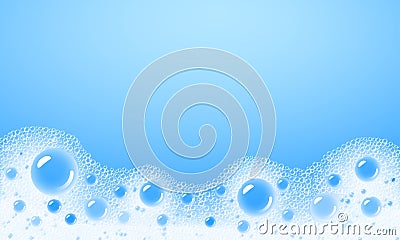 Soap foam overlying on the background of a blue water color Vector Illustration