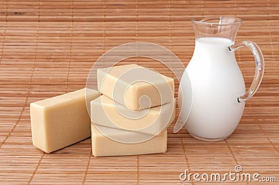 Soap with goat's milk Stock Photo