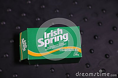 Soap for hygiene- Irish Spring deodorant soap Editorial Stock Photo