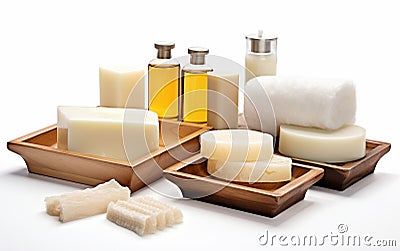 Soap Making Supplies on White Background Stock Photo