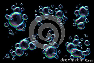Soap Rainbow Bubbles Set Vector Illustration