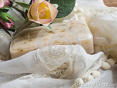 Soap and rose Stock Photo