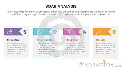 soar analysis framework infographic with table and arrow triangle shape 4 point list concept for slide presentation Stock Photo