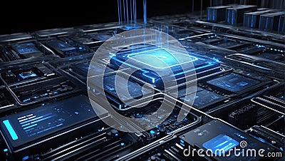Data Elevation: QuantumQuotient's Soaring Technological Symphony. AI generate Stock Photo