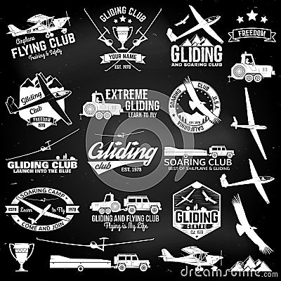 Soaring club retro badges and design elements. Vector Illustration