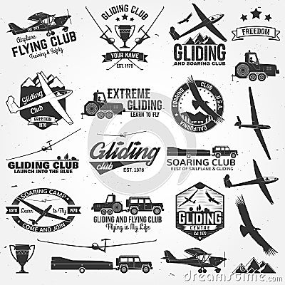 Soaring club retro badges and design elements. Vector Illustration