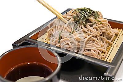 Soba ramen is buckwheat noodles, japanese style food. Stock Photo