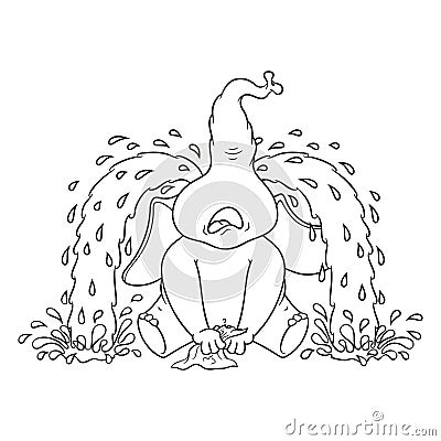 Sobs, big tears. elephant Vector Illustration