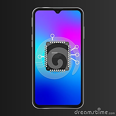 SOC System on a chip smartphone CPU Microprocessor. Vector Vector Illustration