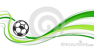 Soccer abstract background with ball and green waves. Abstract wave football element for design. Football ball. Vector Illustration