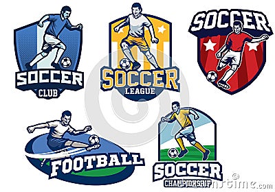 Soccer badge design in set Vector Illustration