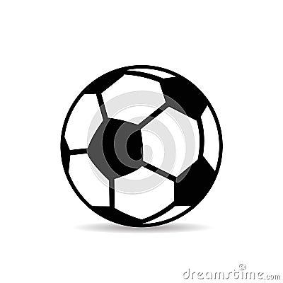 Soccer ball black and white, close-up, silhouette on white bac Vector Illustration