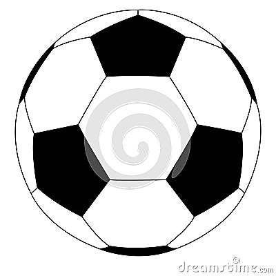 Soccer ball. Black and white flat icon Vector Illustration