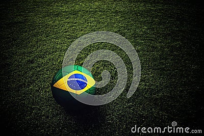 Soccer ball with Brazil flag Stock Photo