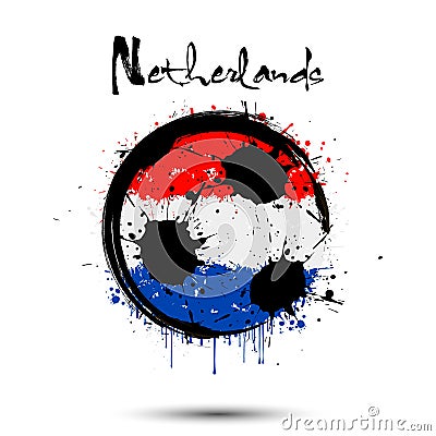 Soccer ball in the colors of the Netherlands flag Vector Illustration