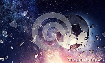 Soccer ball in cosmos Stock Photo