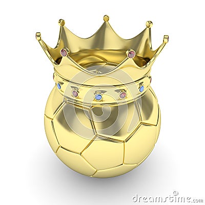 Soccer ball with crown. 3D rendering. Stock Photo