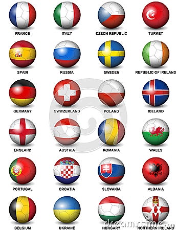 Soccer Ball European Countries Flags Euro 2016 Vector Illustration