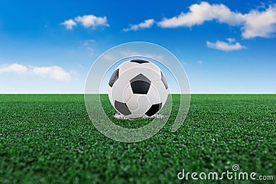 Soccer ball and soccer field. Football concept Stock Photo