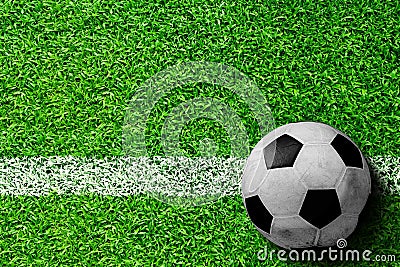 Soccer Ball on Field With Copy Space Stock Photo