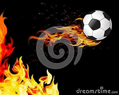 Soccer ball on fire Stock Photo