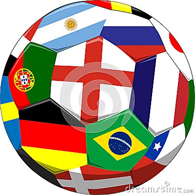 Soccer Ball with flags Vector Illustration